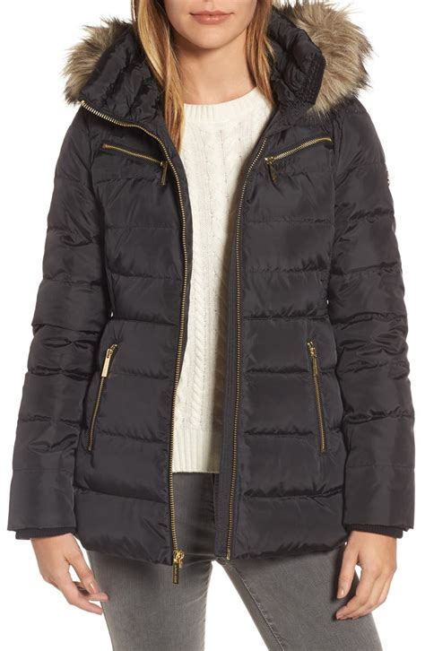 michael kors puffer jacket removable fur hood mens|Michael Kors men's jacket fleece.